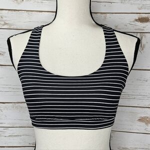 Victoria's Secret Sport Active Sports Bra Black and White Stripes Size Small